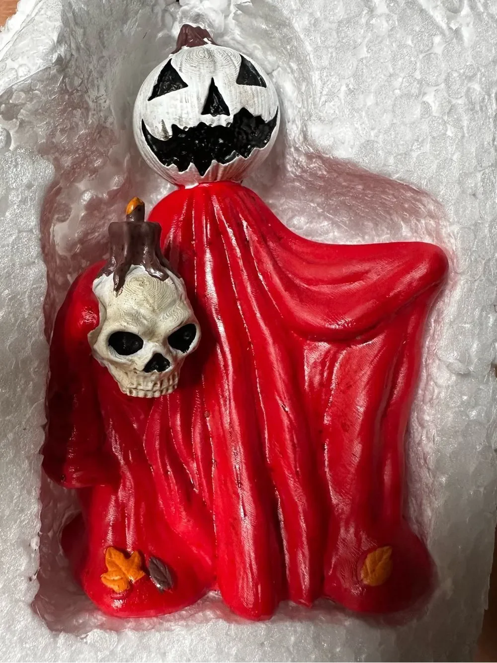 Halloween Pumpkin Ghost Figurine - Red
